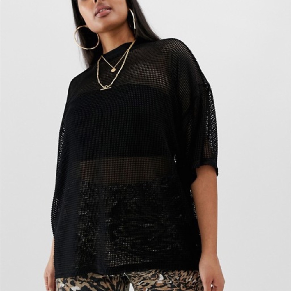 ASOS CURVE oversized mesh t-shirt SIZE 24
